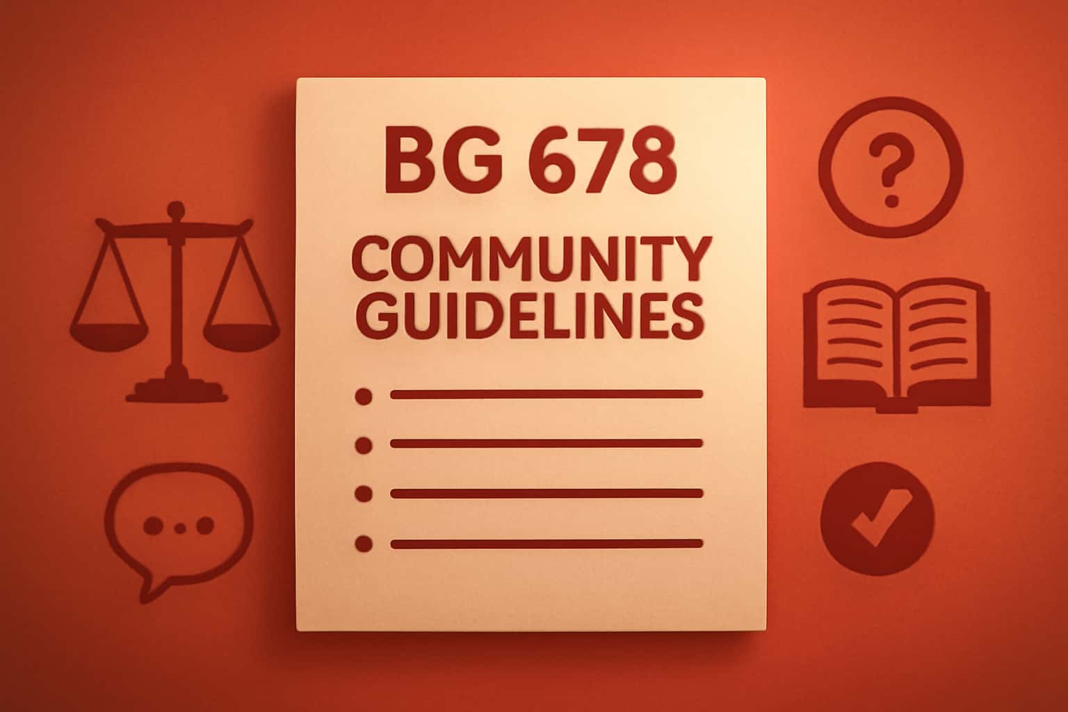 A visual representation of the BG 678 Community Guidelines with prominent text.
