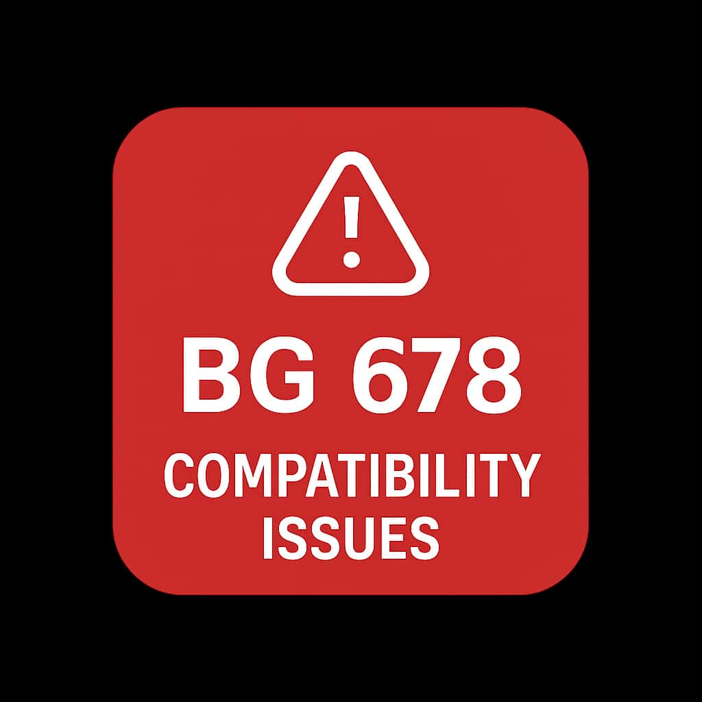 A badge icon for BG 678 Compatibility Issues.
