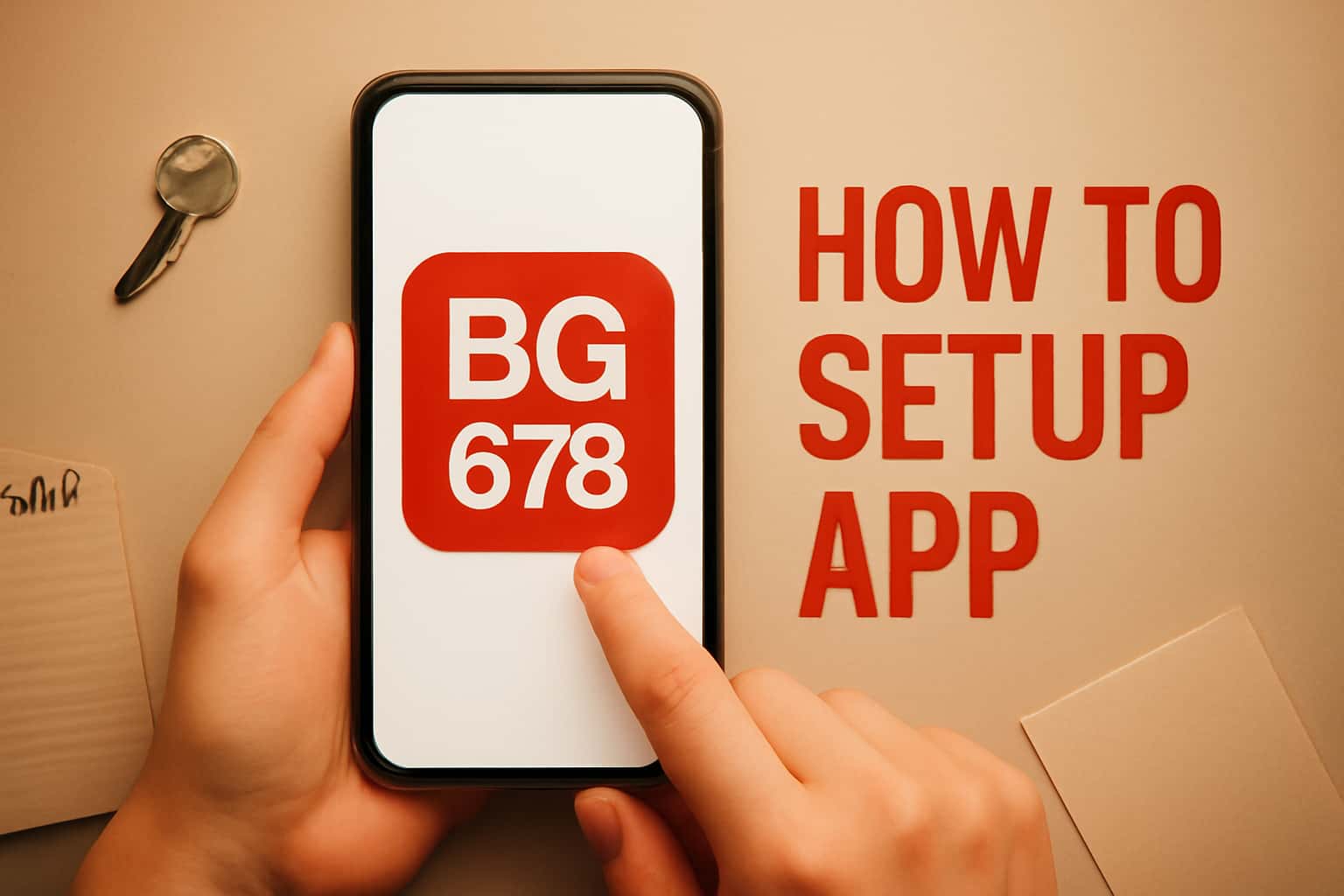 Informational illustration on setting up the BG 678 App.