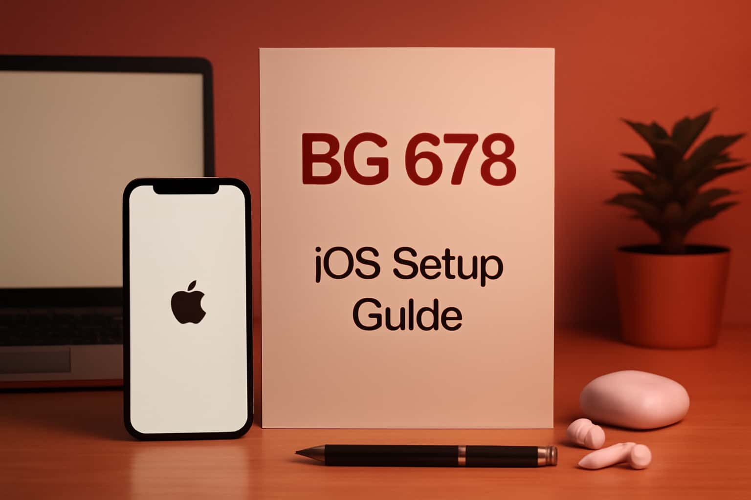 An informational scene depicting the BG 678 iOS Setup Guide