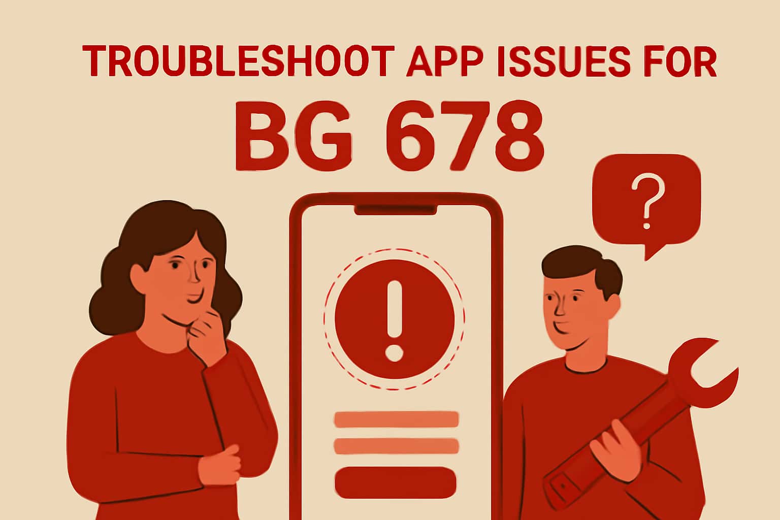 Informational image about troubleshooting issues related to BG 678 app.