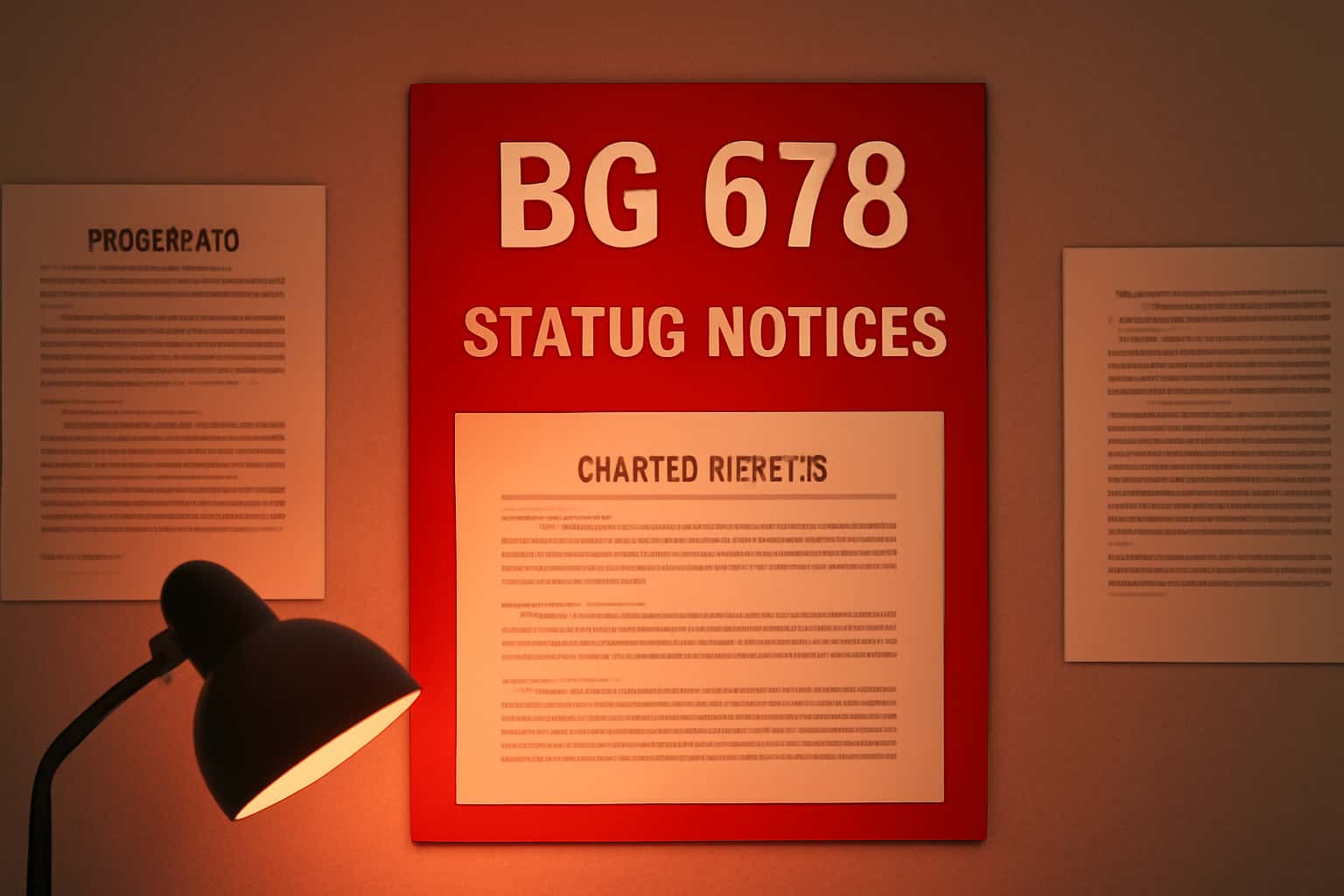 Visual representation of BG 678 Status Notices with important information highlighted.