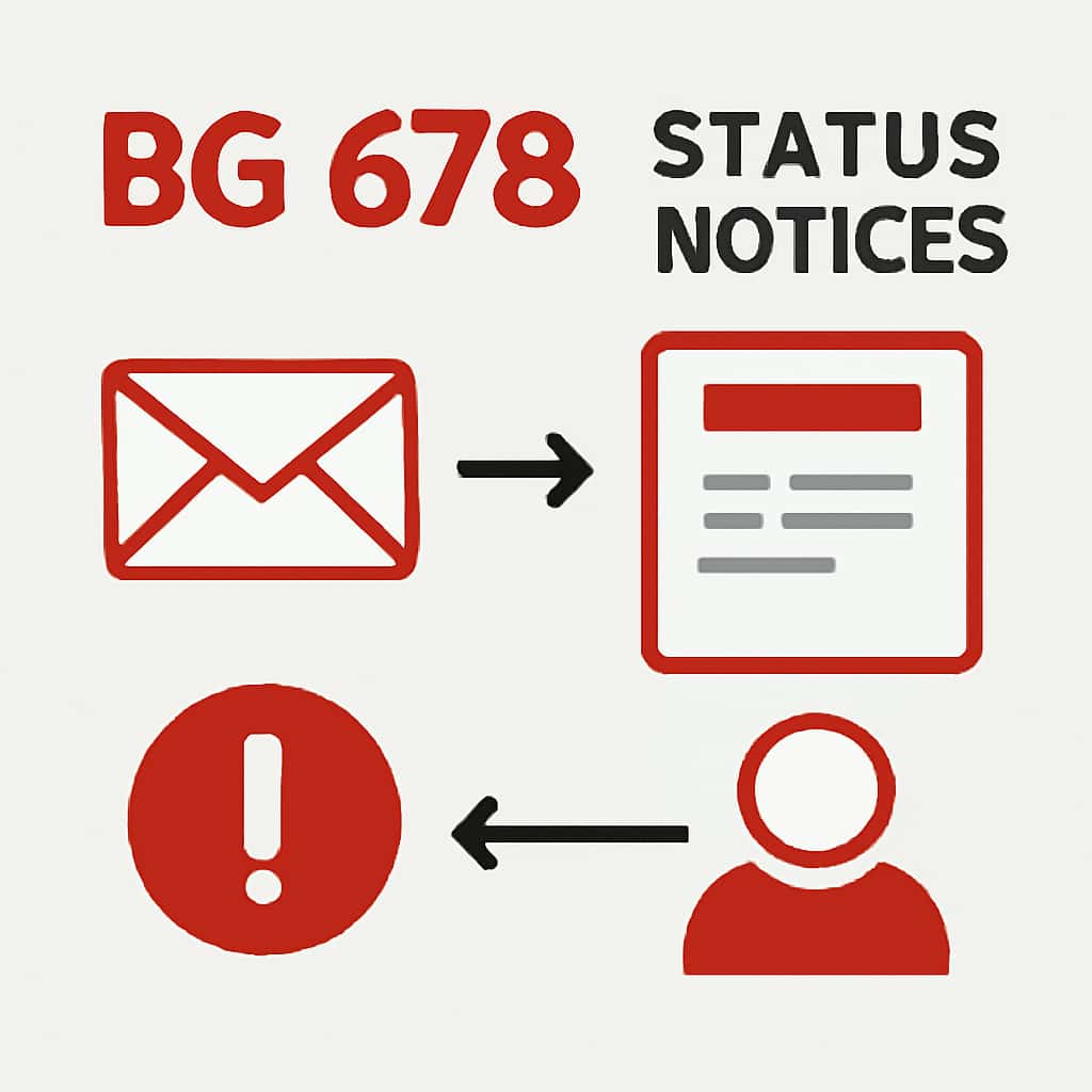 Illustration depicting the process of checking BG 678 Status Notices.